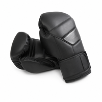 Gants de boxe professionnels en PU noir 8oz avec fermeture auto-agrippante, sangle de poignet réglable, pour entraînement et sparring, logo personnalisé OEM