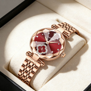 Nuevo Reloj de Cuarzo para Mujer con Incrustaciones de Diamantes, Esfera con Agujas de Acero Inoxidable en Oro Rosa, Diseño Moderno, Ligero y Lujoso, Resistente al Agua 30M - Product Image 1