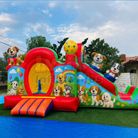 Château gonflable commercial en PVC avec toboggan, thème dessin animé, pour location extérieure et fêtes