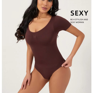 Plus Size Seamless <strong>Tummy</strong> <strong>Tucker</strong> Bodysuit Slimming Booty Lifting <strong>Shapewear</strong> for Women Short-Sleeved Waist Trainer Panties - Product Image 1