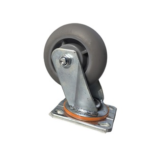 Rueda giratoria de goma gris TPR para muebles con tornillo de fijación y freno, rueda para expositor industrial. - Product Image 3