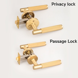 Manija de Puerta Redonda de Alta Resistencia con Cerradura y Acabado Bronce, Juego de Manijas de Puerta con Cerradura de Privacidad/Pasillo de Latón Moleteado para Puertas Interiores - Product Image 3