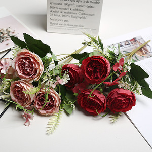 Bouquet de pivoines artificielles Lichao, 4 têtes, fleurs en soie, décoration de mariage, décoration de la maison, accessoires de photographie, réutilisables - Product Image 2