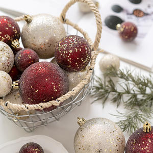 4cm 6cm 8cm Vin Rouge champagne Couleur Paillettes Boule De Noël Mat Arbre De Noël Décoration Boule - Product Image 3