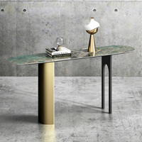 Table console asymétrique de luxe à deux pieds, table d'appoint moderne pour entrée, couloir, villa, salon, intérieur, entrée de maison