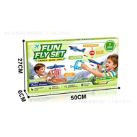 Ensemble de jouets à lancer 2 en 1, Avion planeur en mousse lumineux et Soucoupe volante à tirer par cordon, pour enfants, pour l'extérieur