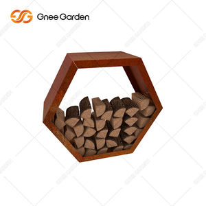 Décoration de jardin en acier corten assemblage de métal rouillé stockage de bois empileur de bois - Product Image 1