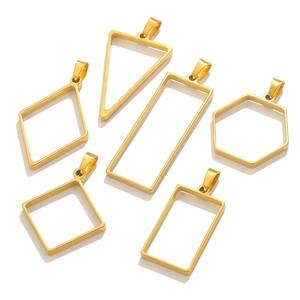 Stampi in resina a schienale aperto in acciaio inossidabile, ciondoli vuoti, cornici cave, charm <span class=keywords><strong>per</strong></span> la creazione fai da te di orecchini, collane e bracciali - Product Image 4