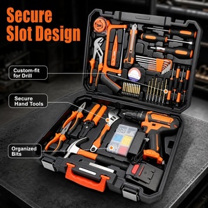 Ensemble de perceuse sans fil 21V, 48 pièces, kit d'outils électriques pour la maison, avec perceuse électrique et boîte à outils manuels pour la réparation et l'entretien domestique - Product Image 2