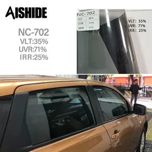 Aishide 1.52*30M 60in * 100ft Film pour vitres automobiles VLT35 % Nano Solar 2 PLY Film NC-702 pour vitres de voiture 2 Mil Film pour vitres en carbone