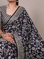 Saree Katun Organik Motif Bunga Blus Katun Sutra Panjang 5,5 Meter Tanpa Jahitan Gaya Tradisional untuk Wanita Acara Pernikahan