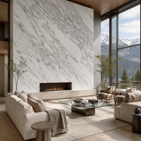 Dalle de marbre Calacatta Borghini - Marbre naturel blanc avec veinage gris et doré pour comptoir, mur et sol, poli