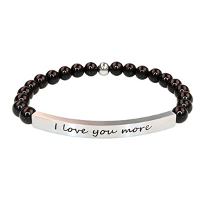 Pulsera Unisex Grabada de Piedra Natural de Cristal con Cuentas de Zebra Rosa de 6mm, Separador Dorado y Tubo de Acero Inoxidable Curvado, Regalo de Pascua - Product Image 5