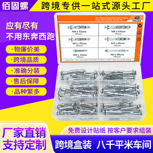 Baiguluo Drywall Anchor Screw Set 48pcs M4 M5 M6 Zinc Plated Hammer Drive Anchors Boxed Kit - Product Image 1