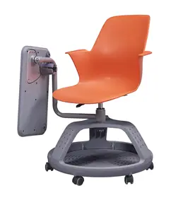 Mobile Desk Chair With 360-Degree Tablet Rotation And Under-Seat Cubby Rolling Desk Chair For Classrooms