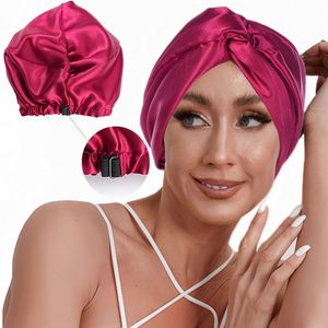 Bonnet de nuit en satin de soie réglable pour femmes, avec bande élastique, véritable soie des deux côtés, cadeau - Product Image 1
