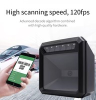 Escáner de Código de Barras de Escritorio con Cable, 1D y 2D, con Interfaz USB, Sensor CMOS, LED Rojo, Código QR, Plano, para Inventario