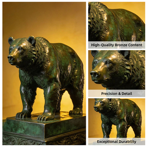 Sculpture d'ours brun en bronze grandeur nature pour décoration de jardin extérieur, statue animale en <span class=keywords><strong>laiton</strong></span> moulé, art paysager pour parc - Product Image 4
