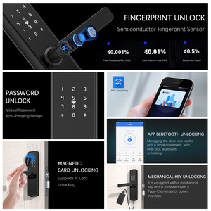 Tuya WiFi App Habilitado Inteligente Interior Biométrico Fechadura de Impressão Digital para Casa Apartamento NFC Controle de Acesso Eletrônico Toque Digital - Product Image 3