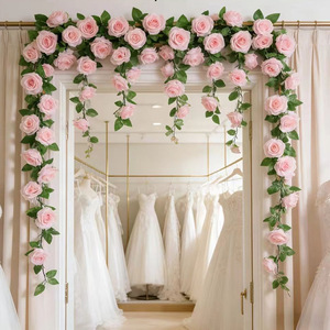 Guirlandes de roses artificielles 9 roses claires en polyester pour décoration de mariage, arche, sol, mur, plafond, suspension et usage général - Product Image 1
