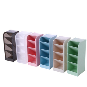 Slanted Multi Compartment Plastic Pen Holder Desktop <b>Storage</b> <b>Box</b> For Stationery Organizing - Product Image 5