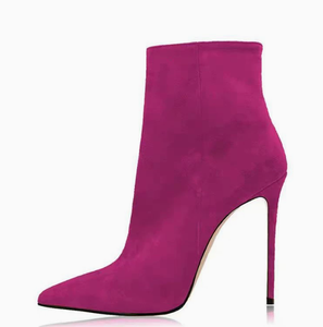 Stivaletti da Donna Personalizzati in Camoscio Rosa <span class=keywords><strong>Fucsia</strong></span>, Punta Affusolata, Tacco a Spillo, Cerniera Laterale, <span class=keywords><strong>Stivali</strong></span> Eleganti per Feste - Product Image 1