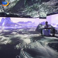 Sala de proyección de experiencia inmersiva 3D con proyector de holograma de sistema de mapeo interactivo para pantalla de cueva 5D de pared 360