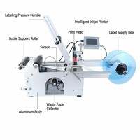 Machine d'étiquetage semi-automatique pour bouteilles et bocaux de pâte de tomate, idéale pour les huiles essentielles, avec codage de date