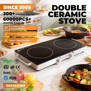 Cuisinière infrarouge double 3500W 110V 220V, plaque chauffante infrarouge à induction, usage commercial et domestique, design personnalisable à double brûleur - Product Image 1
