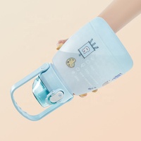 Tasse d'espace Portable à bandoulière avec paille, grande capacité de 1450ml, anti-fuite, échelle transparente mate