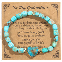 Valentijnsdag Moederdag Liefdesgeschenk Elastische Multicolor Vierkante Imperial Stone Elastische Hart Charm Armband Sieraden Fabriek