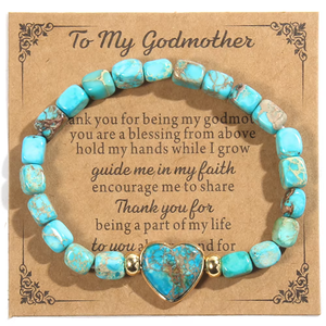 A mi madrina mujeres dos colores amor elástico multicolor cuadrado emperador piedra elástico corazón colgante pulsera joyería fabricante - Product Image 5