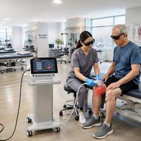 Appareil de thérapie laser de classe IV à double usage pour le soulagement de la douleur au genou et à l'épaule chez l'homme, et la rééducation des blessures aux tendons et aux articulations chez les animaux.