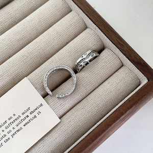 S925 Sterling Silver Vintage Textured <b>Ring</b> Geometric <b>Open</b> Design For Women Everyday Wear - Product Image 4