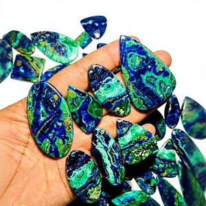 Pierre précieuse naturelle Azurite Malachite Cabochon, formes variées, pour la fabrication de bijoux, pendentifs, bagues, pierres à porter pour une sensation de bien-être, FAIJAN GEMS - Product Image 1