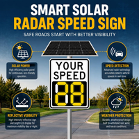 Panneau d'affichage de vitesse radar solaire avec LED ambre, signalisation d'avertissement de survitesse, indicateur de vitesse des véhicules en temps réel