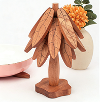 Ensemble de dessous-de-plat en bois YUESHEN, pliable, en noyer, dessous-de-plat en forme de sapin de Noël, pièces usinées CNC