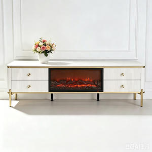 Mobile TV con Caminetto dal Design Italiano di Lusso, Fiamma Elettronica Simulata e Riscaldamento, <span class=keywords><strong>Arredamento</strong></span> Moderno per <span class=keywords><strong>Soggiorno</strong></span> - Product Image 1