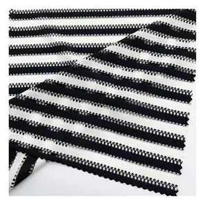 black and white knitted stripe swimwear bikini fabric mesh jacquard nylon spandex fabric