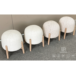 Fashion Designed Multi Scene Use of Foshan Low <b>Stools</b> & Ottomans White Fabric Round <b>Stool</b> With Wood Leg Fabric <b>Stool</b> - Product Image 1