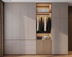 Imagen de diseño de armario de madera de pino macizo para dormitorio inteligente de 3 puertas con espejo - Product Image 4