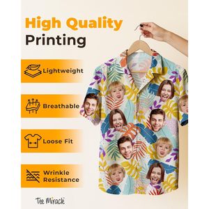 Chemise hawaïenne personnalisée Printualist avec photo, motif floral tropical, boutonnée, pour homme, unisexe, taille adulte - Product Image 4