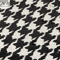 Tissu Nanyee Textile classique noir et beige à sequins reversibles, maille nid d'abeille tricotée 100 % polyester pour textiles de maison et chaussures