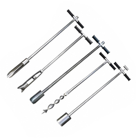 Sonde d'échantillonnage de sol multi-styles en acier inoxydable avec poignée tubulaire en T, pédale et éjecteur d'échantillons