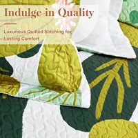 Parure de lit personnalisée, couvre-lit en tissu microfibre de qualité avec motif végétal brodé, rembourrage de drap plat en polyester pour l'hiver