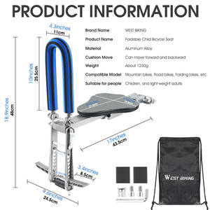 WEST BIKING-sillín delantero de bicicleta eléctrica para niños, <span class=keywords><strong>silla</strong></span> de seguridad para bebé desmontable, <span class=keywords><strong>silla</strong></span> de aleación de liberación rápida, asiento de seguridad para niños - Product Image 5