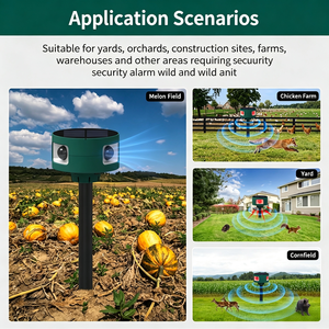 Alarma Solar con Sensor <span class=keywords><strong>de</strong></span> Movimiento para Exteriores, <span class=keywords><strong>Ahuyentador</strong></span> <span class=keywords><strong>de</strong></span> Animales con 13 Sonidos, Luz Estroboscópica, Sonido <span class=keywords><strong>de</strong></span> Ladridos <span class=keywords><strong>de</strong></span> Perro y Disparos, Disuasor <span class=keywords><strong>de</strong></span> Animales - Product Image 6