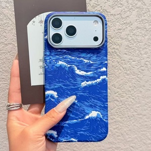 เคสโทรศัพท์มือถือลายคลื่นทะเลคุณภาพสูง ผลิตจากคาร์บอนไฟเบอร์ พร้อมแม่เหล็ก สำหรับ iPhone 13 14 15 16 17 18 pro max ดีไซน์แนวนอน ฝาหลังแบบ OEM - Product Image 1