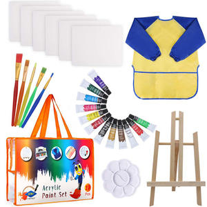 Kit de peinture complet <span class=keywords><strong>pour</strong></span> enfants en gros, DIY, toile d'art vierge, <span class=keywords><strong>chevalet</strong></span>, peinture sur vêtements, 12 couleurs, peinture lavable, ensemble d'outils d'art - Product Image 2
