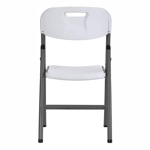 White Plastic Folding <b>Garden</b> <b>Chair</b> <b>Stackable</b> Portable Outdoor Furniture Durable Metal Frame Minimalist Design No Filling - Product Image 4